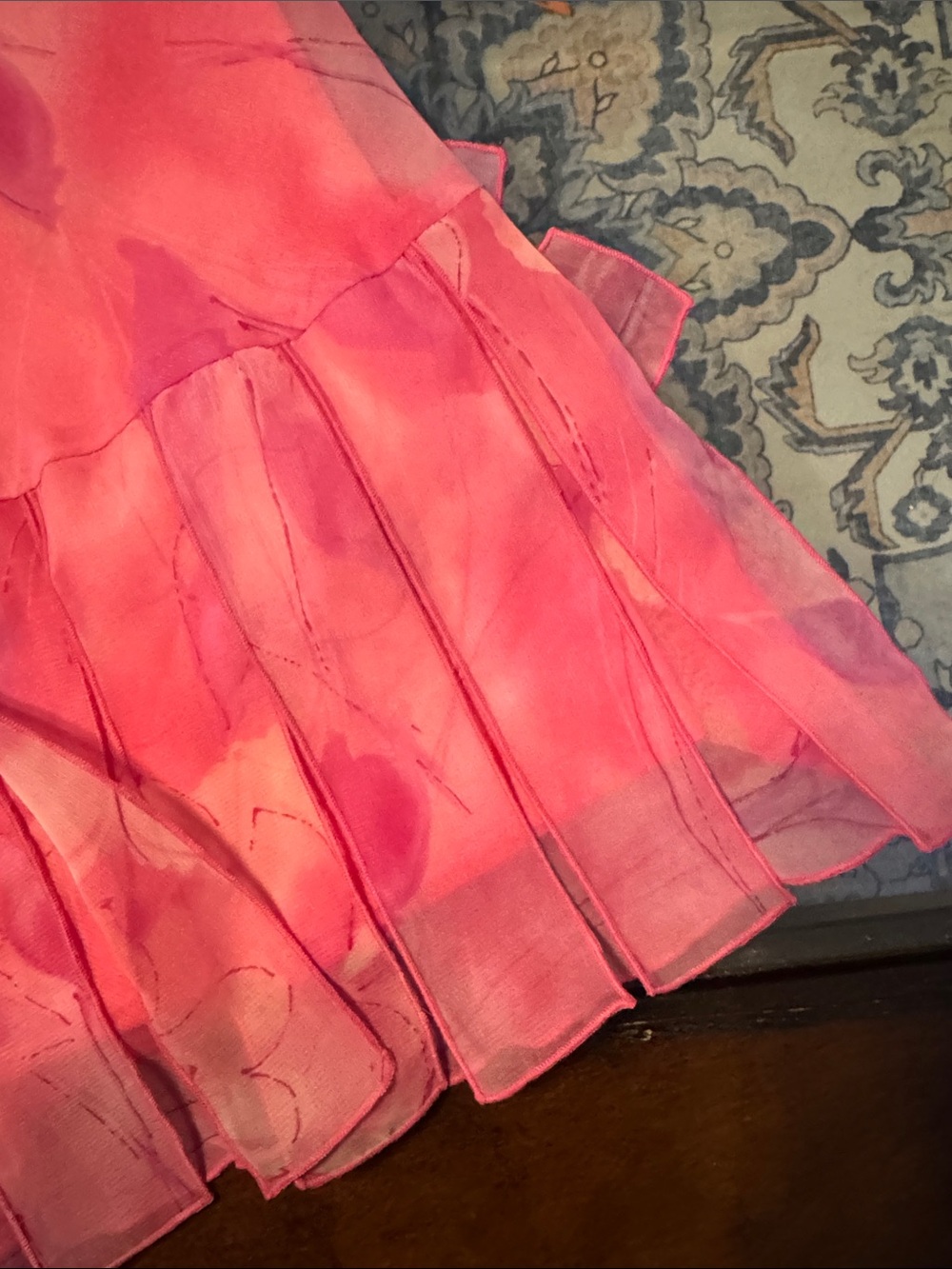 Y2K Componix Pink & Purple Floral V-Neck Ruffle-Hem Dress - Picture 4 of 5
